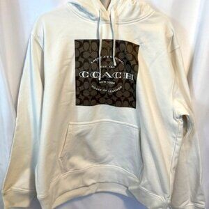 Coach Signature Square Hoodie Size XL White NWT Women Men Unisex Designer